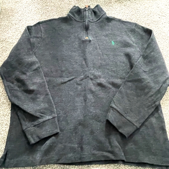 Polo Ralph Lauren Other - Polo Ralph Lauren Mens Grey Quarter Zip Sweater With Green Logo Size Xl